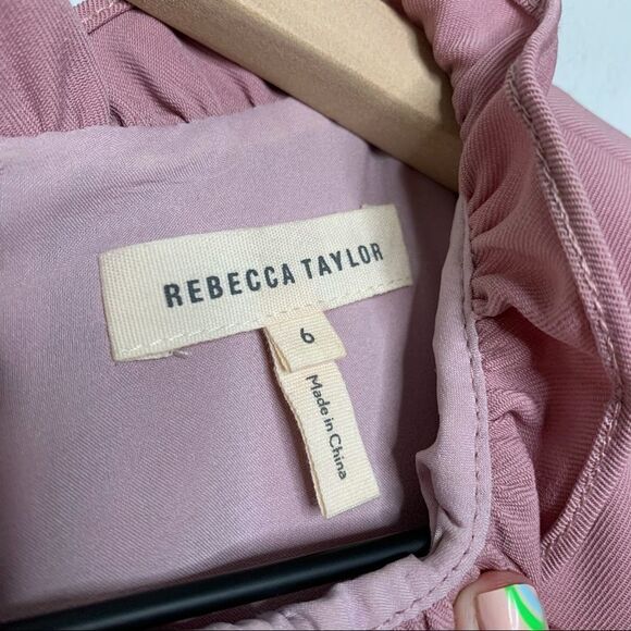 REBECCA TAYLOR Spring Ruffle Dress In Dusty Rose - Picture 5 of 7